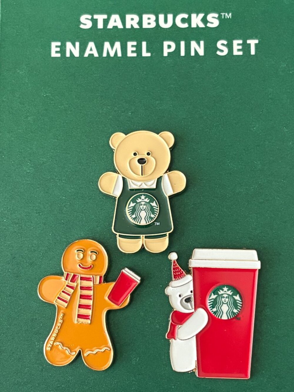 Starbucks Holiday Bearista Enamel Pin Set Gingerbread Polar Bear Cup New 2025